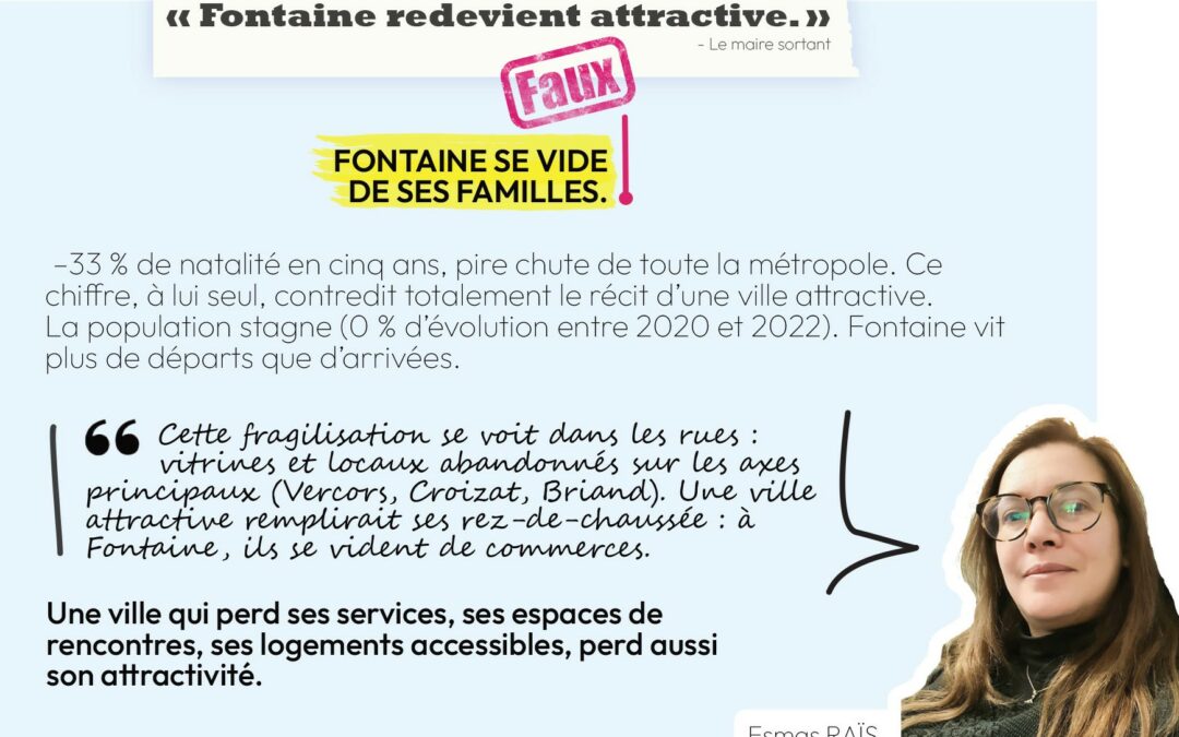 « Fontaine redevient attractive » (dixit le maire sortant) : FAUX
