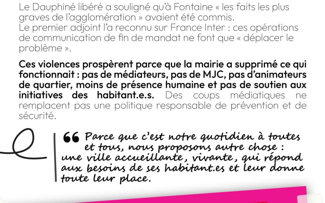 « La sécurité s&rsquo;est nettement améliorée. » (dixit le maire sortant) : FAUX