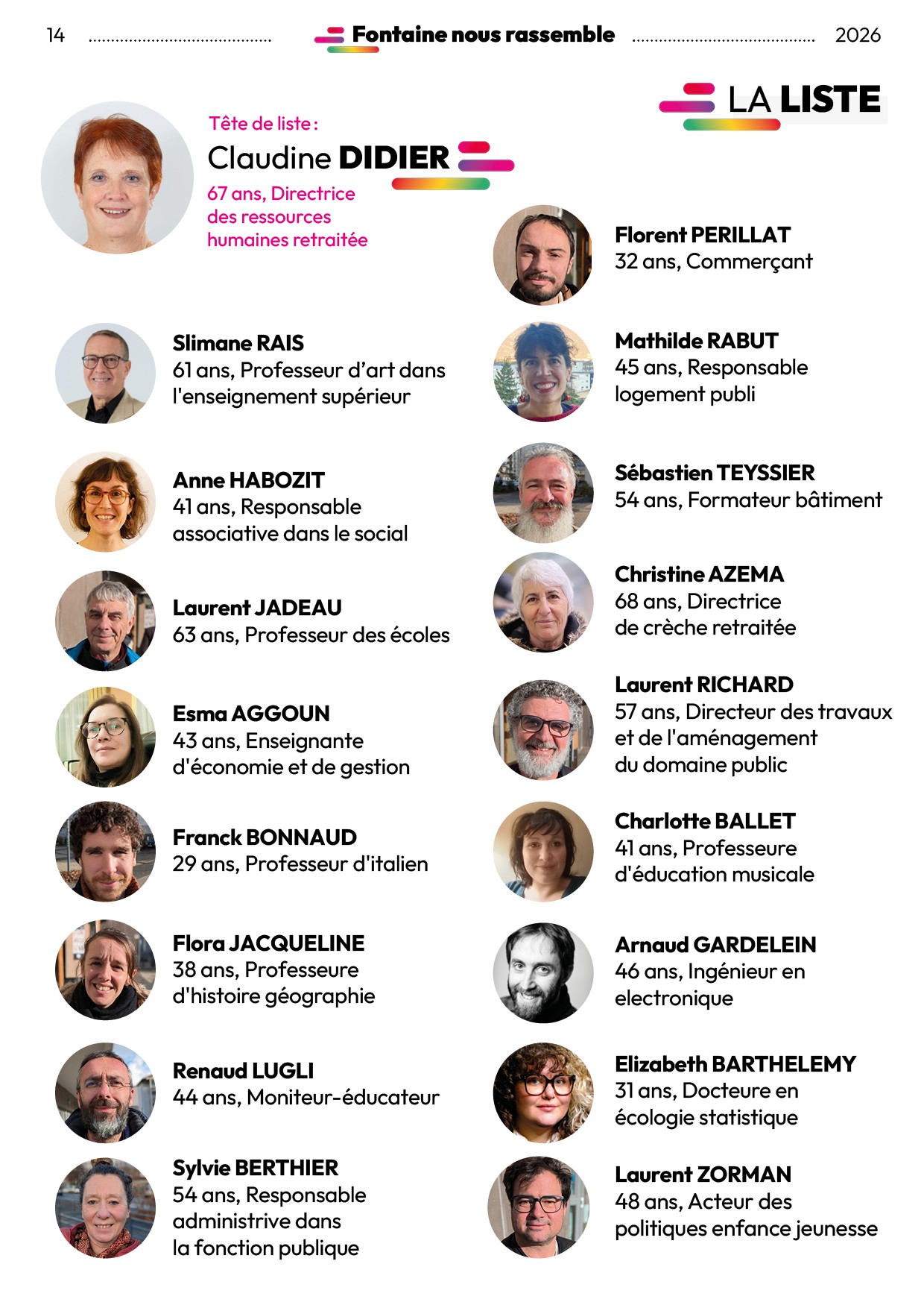 Liste Fontaine nous rassemble - 1ère partie