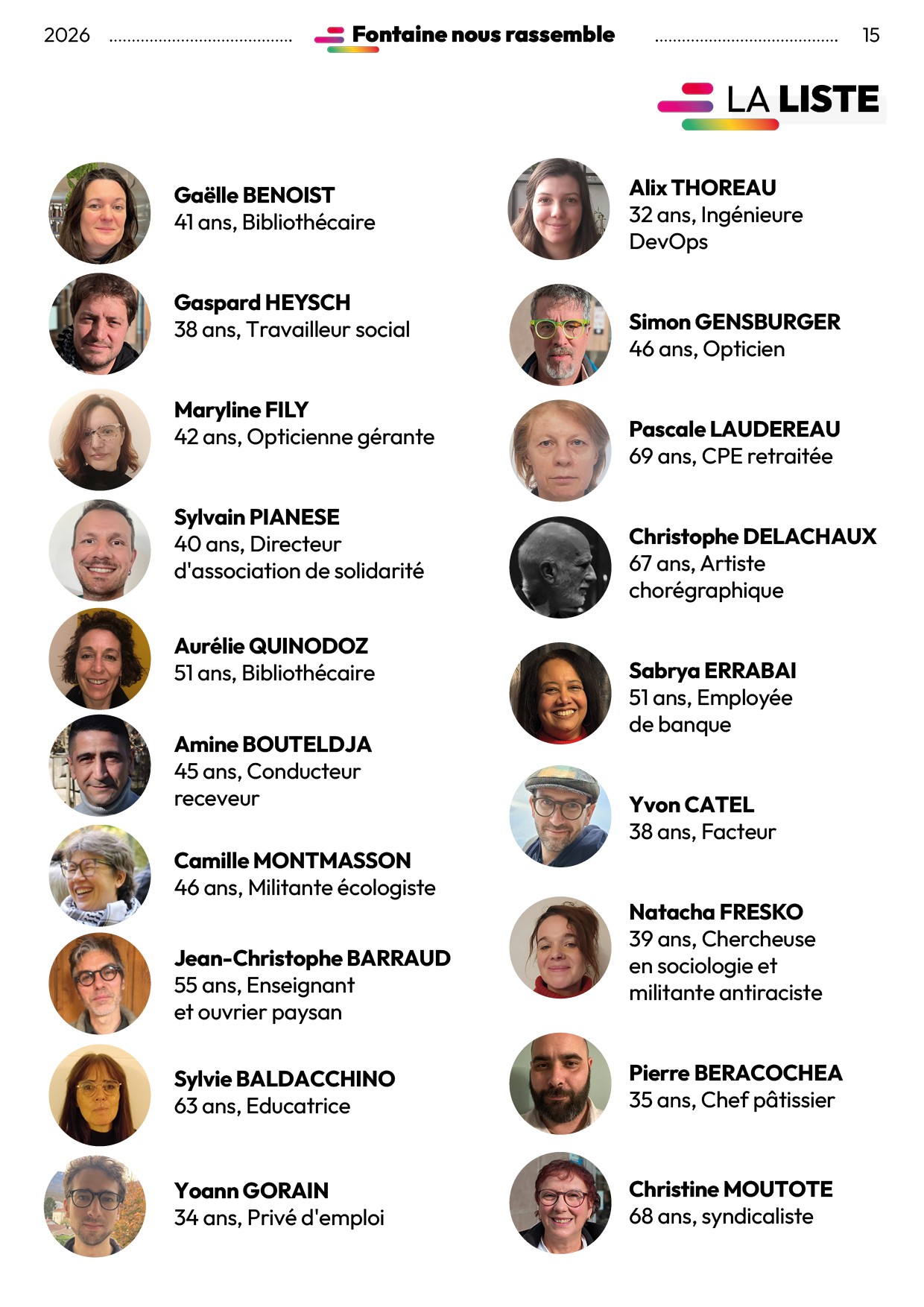 Liste Fontaine nous rassemble - 2ième partie