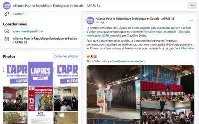 Alliance Pour la République Écologique et Sociale soutient « Fontaine nous rassemble »