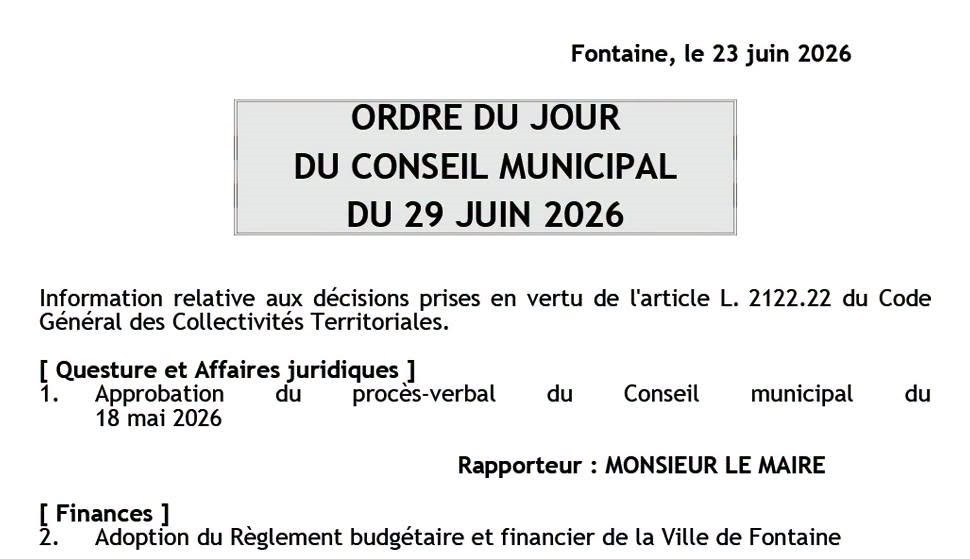 Conseil Municipal 29 juin 2026